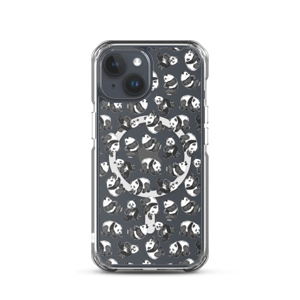 Watercolor Panda Bears iPhone MagSafe Clear Case