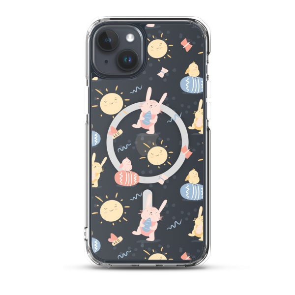 magsafe-clear-case-for-iphone-iphone-15-plus-front-6a53c5029f831.jpg Easter Egg and Bunnies iPhone MagSaffe Clear Case