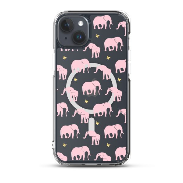 Seamless Elephant Silhouette iPhone MagSafe Clear Case