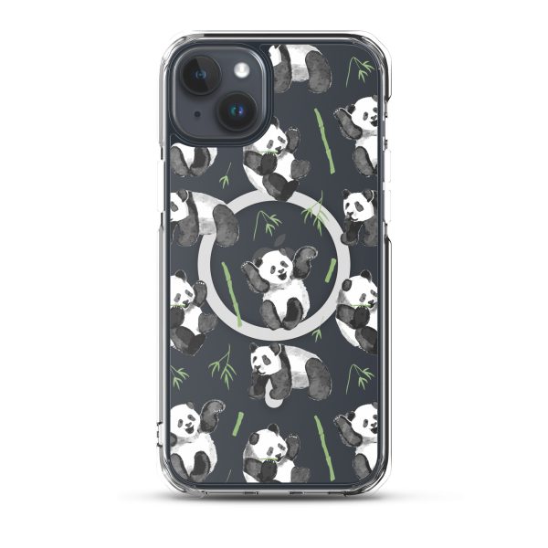 Watercolor Panda Bear iPhone MagSafef Clear Case