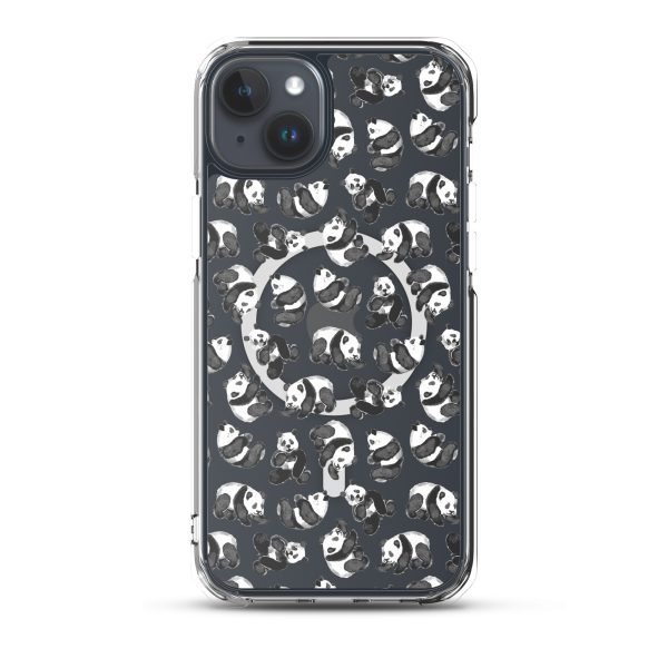 Watercolor Panda Bears iPhone MagSafe Clear Case