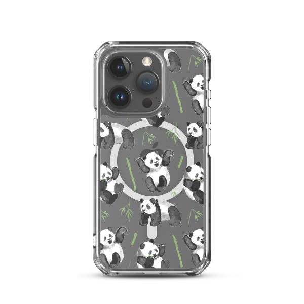 Watercolor Panda Bear iPhone MagSafef Clear Case