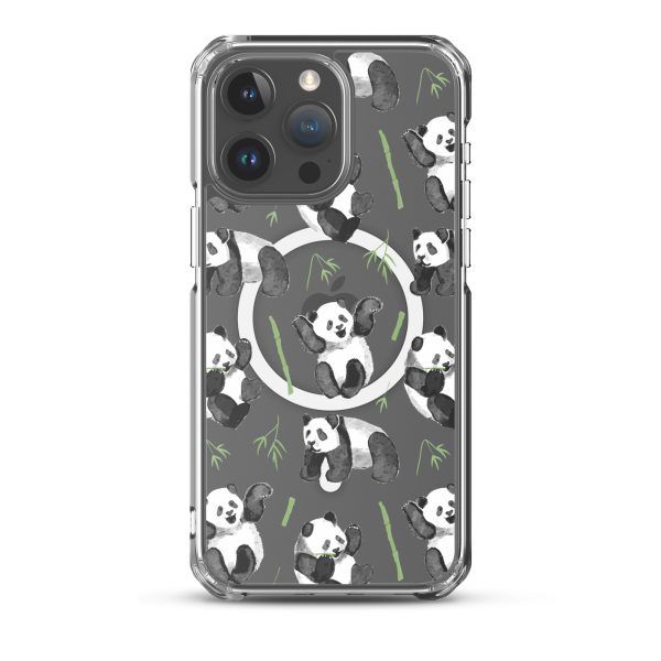 Watercolor Panda Bear iPhone MagSafef Clear Case