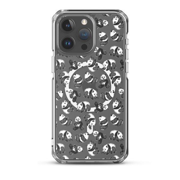 Watercolor Panda Bears iPhone MagSafe Clear Case