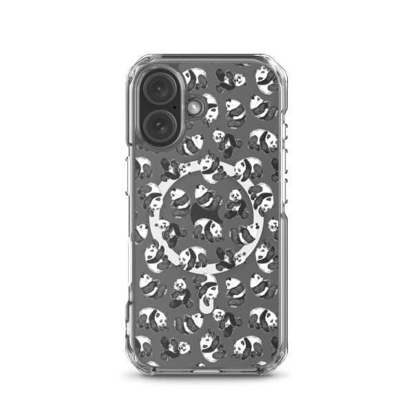 Watercolor Panda Bears iPhone MagSafe Clear Case