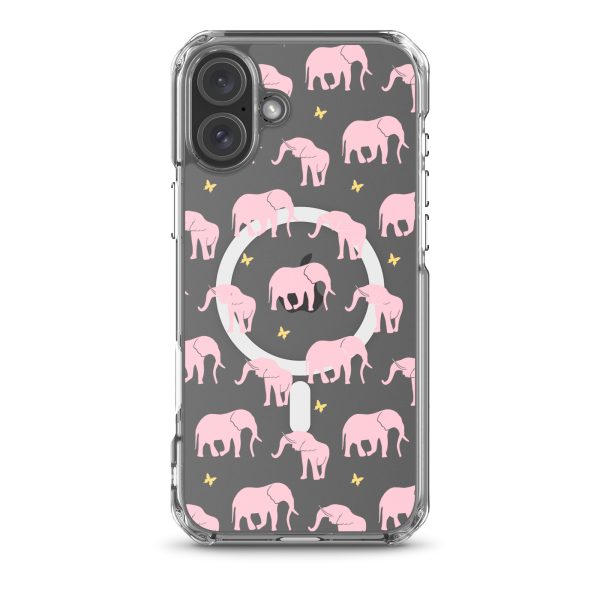 Seamless Elephant Silhouette iPhone MagSafe Clear Case