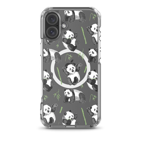 Watercolor Panda Bear iPhone MagSafef Clear Case