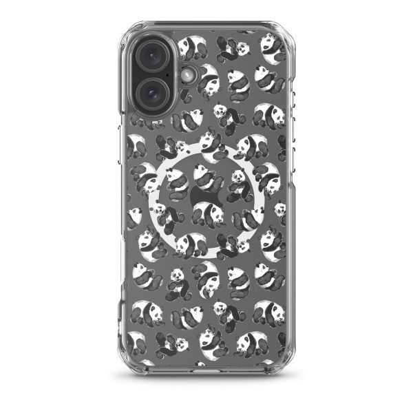 Watercolor Panda Bears iPhone MagSafe Clear Case