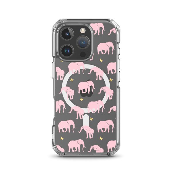 Seamless Elephant Silhouette iPhone MagSafe Clear Case