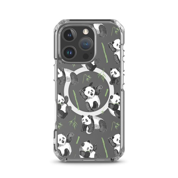 Watercolor Panda Bear iPhone MagSafef Clear Case
