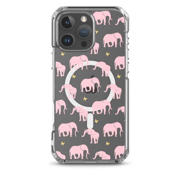 Seamless Elephant Silhouette iPhone MagSafe Clear Case