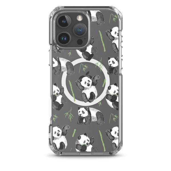 Watercolor Panda Bear iPhone MagSafef Clear Case