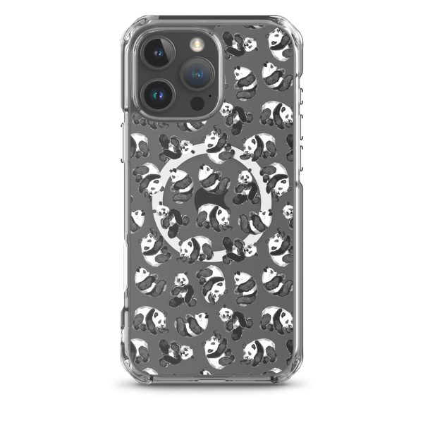 Watercolor Panda Bears iPhone MagSafe Clear Case