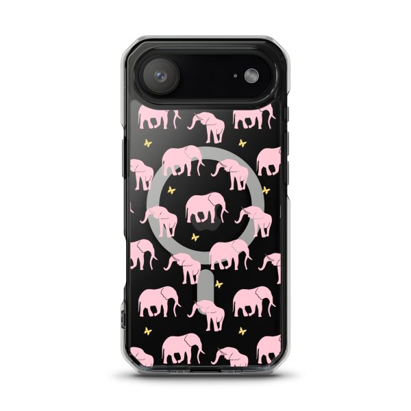 Seamless Elephant Silhouette iPhone MagSafe Clear Case