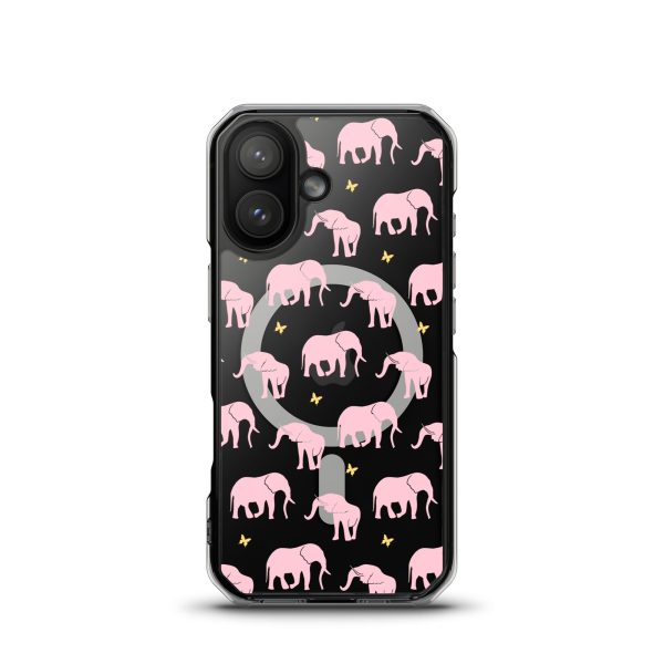 Seamless Elephant Silhouette iPhone MagSafe Clear Case