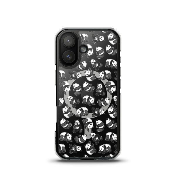 Watercolor Panda Bears iPhone MagSafe Clear Case
