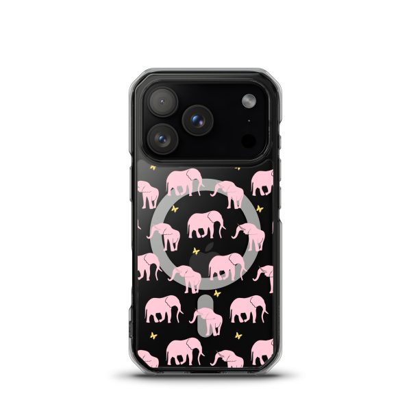 Seamless Elephant Silhouette iPhone MagSafe Clear Case