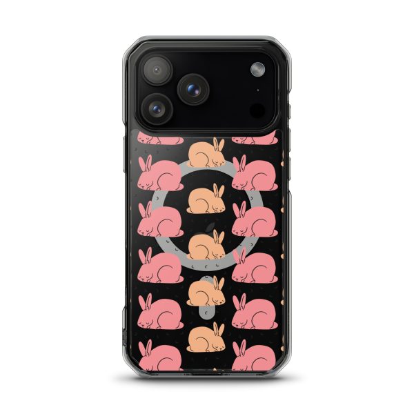 Pink Bunnies iPhone MagSafe Clear Case