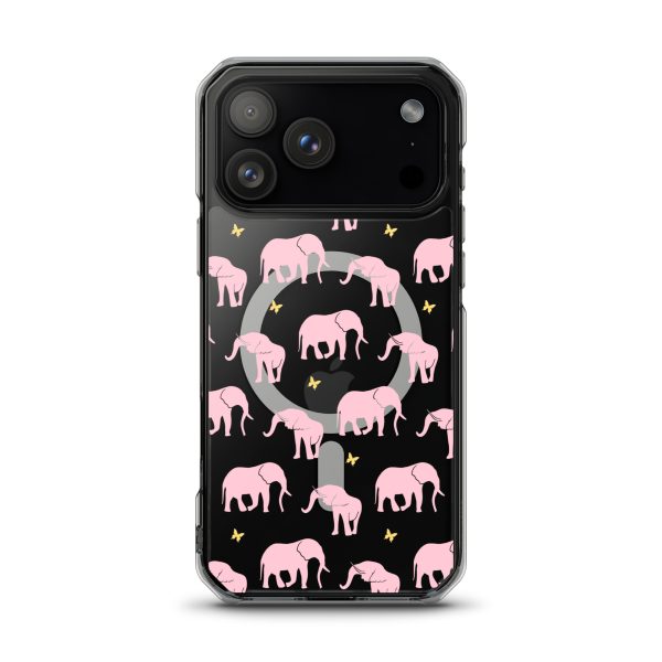 Seamless Elephant Silhouette iPhone MagSafe Clear Case
