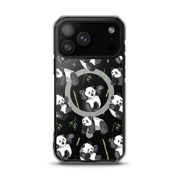 Watercolor Panda Bear iPhone MagSafef Clear Case