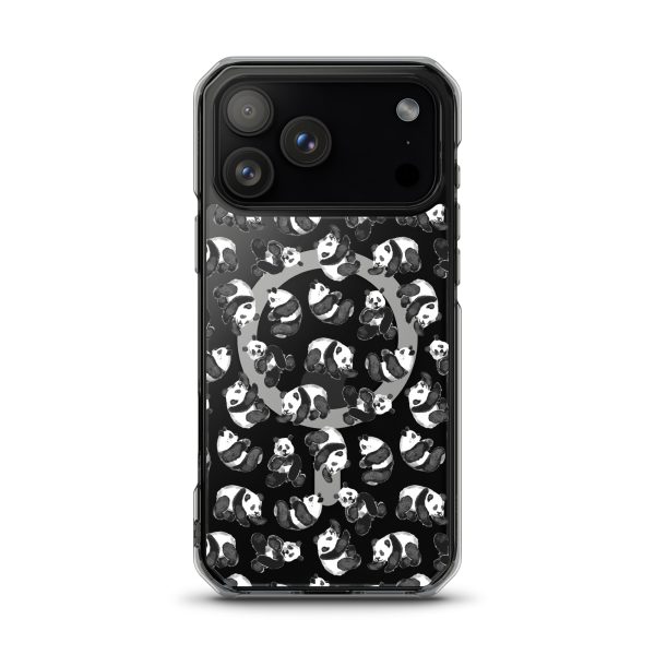Watercolor Panda Bears iPhone MagSafe Clear Case