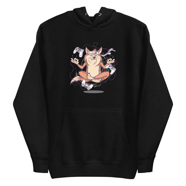 unisex-premium-pullover-hoodie-black-front-6a662e79a8e0a.jpg Gamer Dog Meditating Hoodie