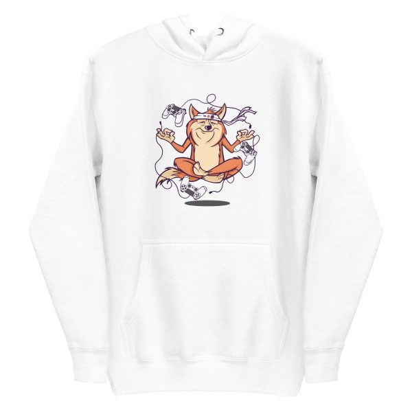 unisex-premium-pullover-hoodie-white-front-6a662e79a785b.jpg Gamer Dog Meditating Hoodie