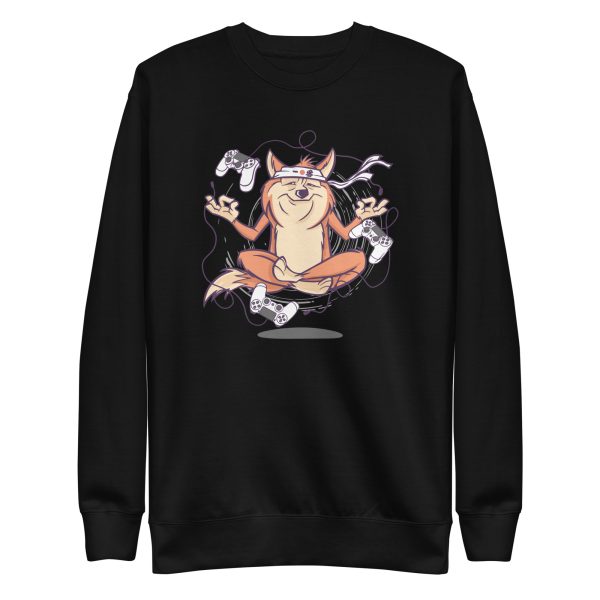 unisex-premium-sweatshirt-black-front-6a662e7a47db0.jpg Gamer Dog Meditating Sweatshirt