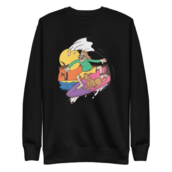 unisex-premium-sweatshirt-black-front-6a6ba3d66fa34.jpg Surfer Guy Dog Sweatshirt