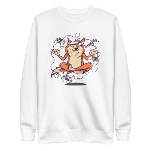 unisex-premium-sweatshirt-white-front-6a662e7a46382.jpg Gamer Dog Meditating Sweatshirt
