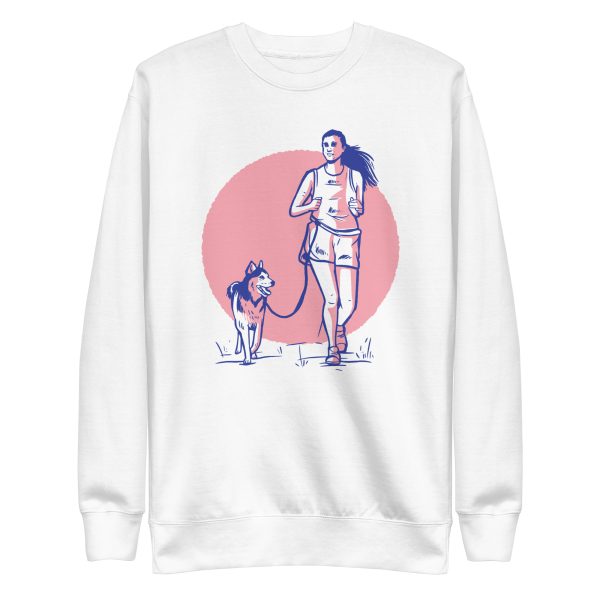 unisex-premium-sweatshirt-white-front-6a6ba2fc08e86.jpg Woman and Dog Sweatshirt