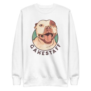unisex-premium-sweatshirt-white-front-6a6ba439a2fb5.jpg Staffordshire Dog Sweatshirt