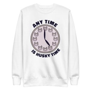 unisex-premium-sweatshirt-white-front-6a6ba47966366.jpg Siberian Husky Dog Time Sweatshirt