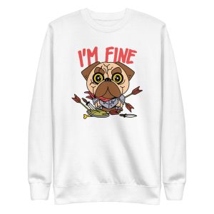 unisex-premium-sweatshirt-white-front-6a6bba0f576af.jpg Warrior Pug Sweatshirt
