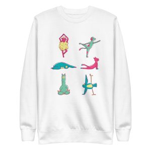 unisex-premium-sweatshirt-white-front-6a6bbfb7b3aa8.jpg Yoga Animals Sweatshirt