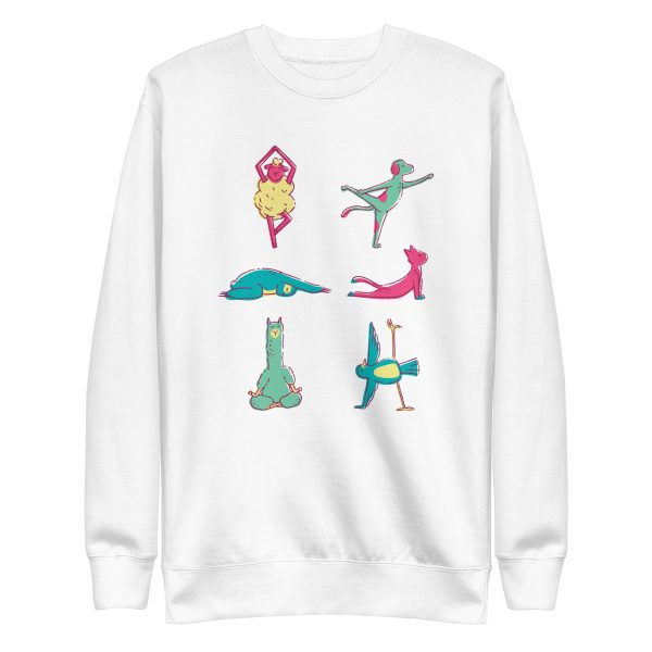unisex-premium-sweatshirt-white-front-6a6bbfb7b3aa8.jpg Yoga Animals Sweatshirt