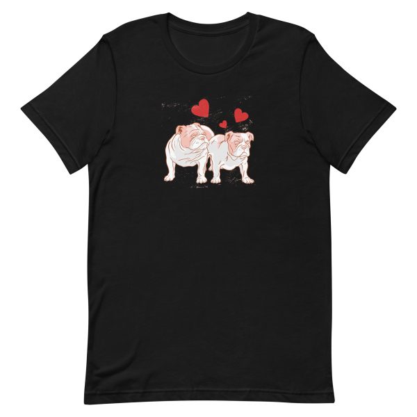 unisex-staple-t-shirt-black-front-6a65a1974388a.jpg English Bulldog Couple Love T-Shirt