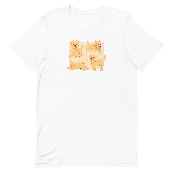 unisex-staple-t-shirt-white-front-6a65a2b62eb09.jpg Morkie Poses T-Shirt