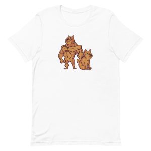 unisex-staple-t-shirt-white-front-6a662f7ec7522.jpg Muscular Dog T-Shirt